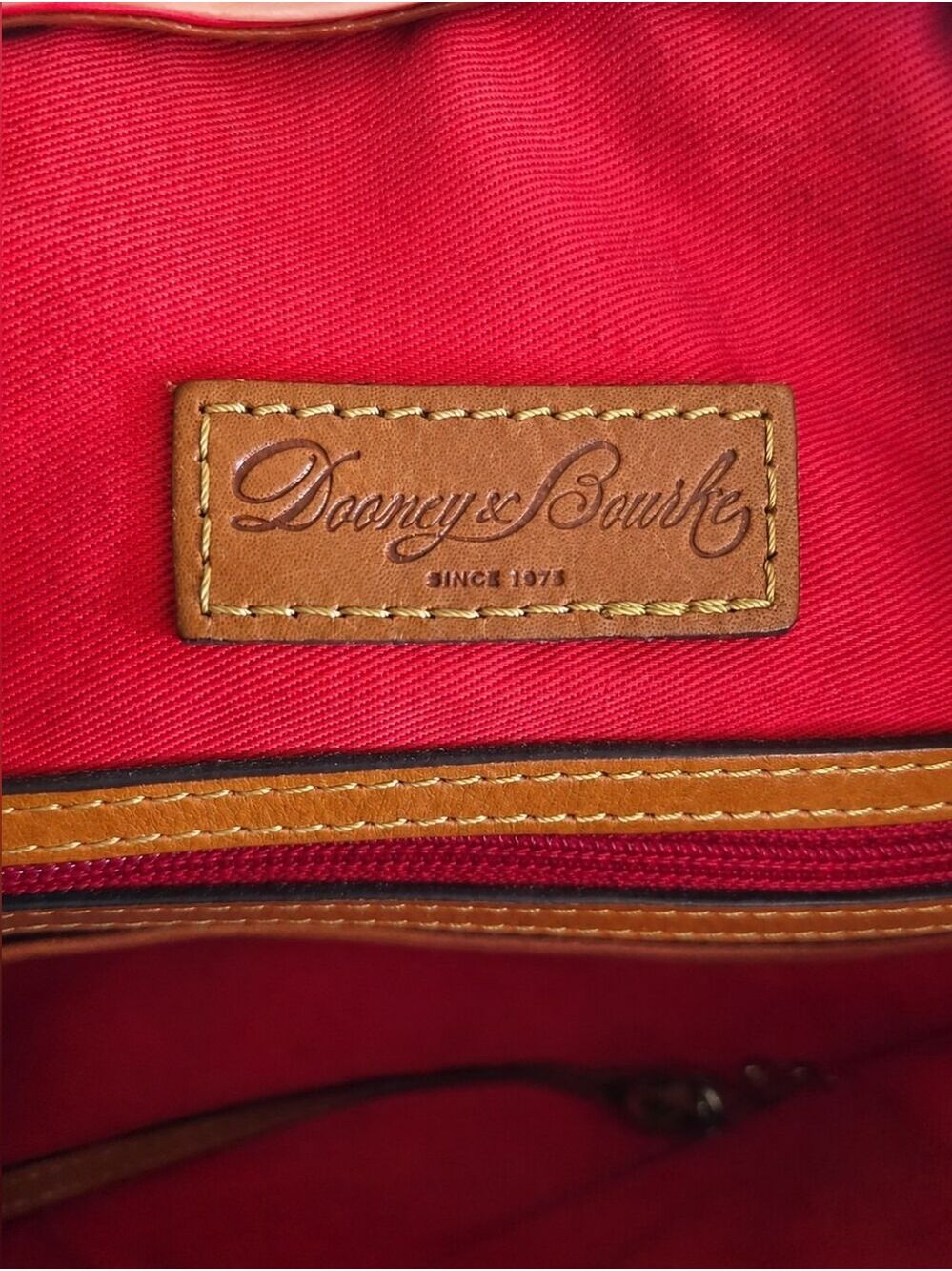 Dooney & Bourke Red Canvas Leather Satchel Handbag - Picture 7 of 10